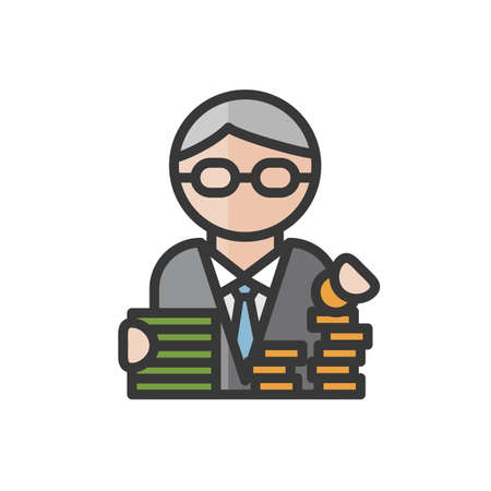 Bank man avatar. Cash money and banking. Profile user, person. People icon. Isolated vector illustrationのイラスト素材