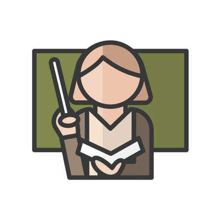 Female teacher avatar. Education and school character. Profile user, person. People icon. Isolated vector illustrationのイラスト素材