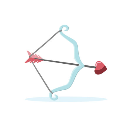 Bow and arrow icon with hearts. Cupids items. Valentine day. vector illustrationのイラスト素材