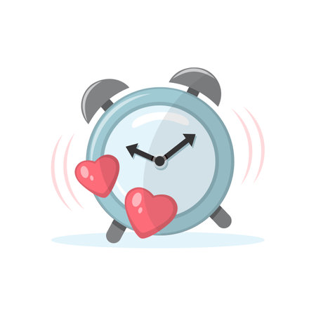 Alarm clock icon with hearts. Valentine day celebration. vector illustrationのイラスト素材