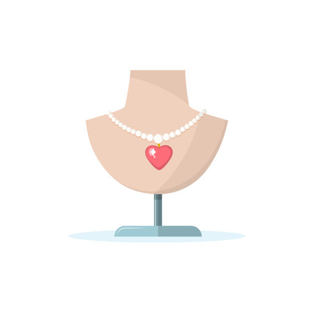 Dummy with necklace and heart shape jewel. Valentine day. vector illustrationのイラスト素材