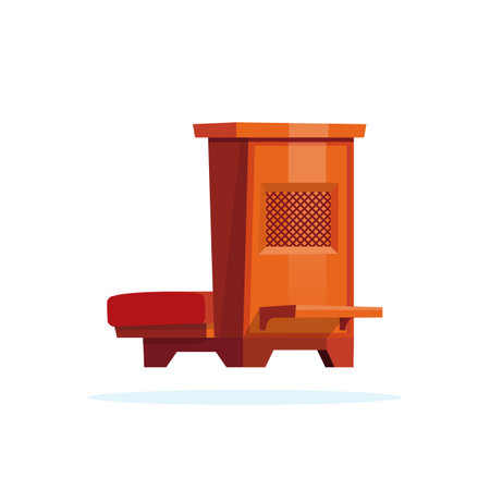 Wooden kneeler for prayer and worship. Isolated church furniture. vector illustrationのイラスト素材