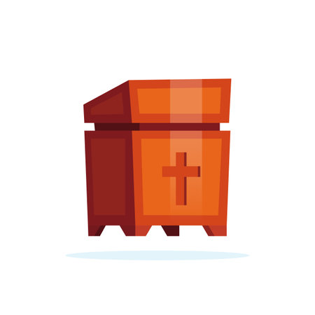 Wooden lectern with a cross. Isolated church furniture. vector illustrationのイラスト素材