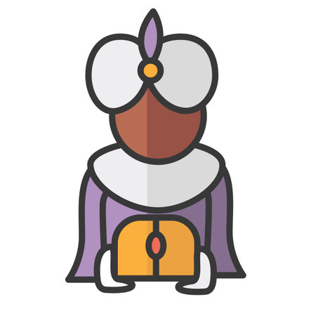 King Balthazar. Three Kings. Three wise men avatar. The Magi icon. Isolated vector illustrationのイラスト素材