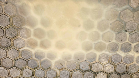 Abstract background of cement floor with hexagon pattern texture for design.