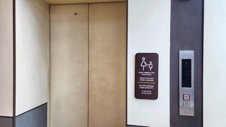 Interior of a modern office building, detail of the entrance door