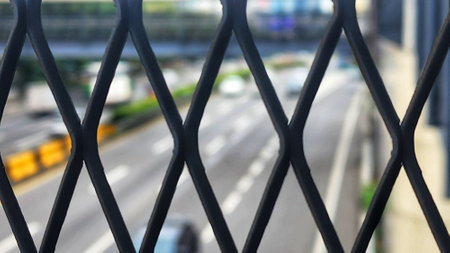 abstract background of metal grille on the road in the cityの写真素材