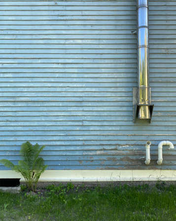 Blue Barn wood Wall Planking Horizontal background. Old Wood Slats Rustic Shabby Background. Painted...