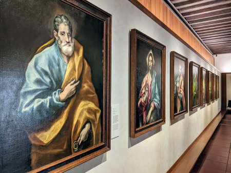 allery exhibiting the group of 13 pictures known as El Apostolado, or The Apostolate, by El Greco, in the El Greco Museum, Toledo, Spainのeditorial素材