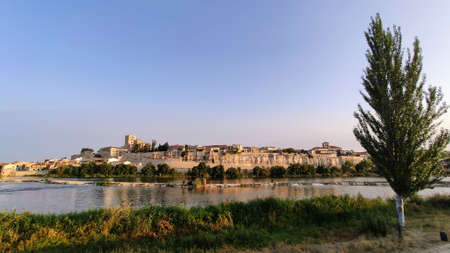 Dawn in Zamora city and Douro river, Castile Leon, Spainの写真素材