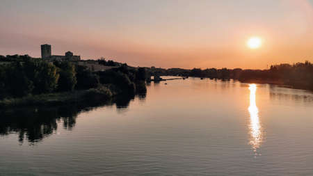 Dawn in Zamora city and Douro river, Castile Leon, Spainの写真素材
