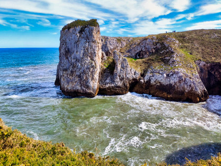 El Infierno cliffs, Ribadesella municipality, Asturias, Spainの写真素材
