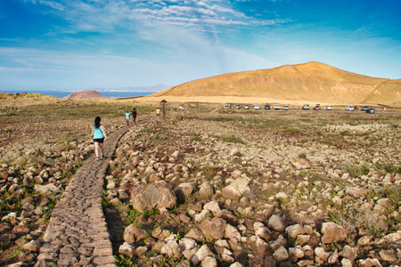 GR-131 track from Corralejo to Punta de Jandia, Fuerteventura island, Canary islands, Spainの写真素材