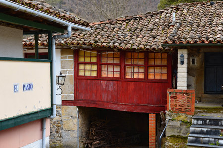 Pando village, Somiedo Natural Park and Biosphere Reserve, Asturias, Spainの写真素材
