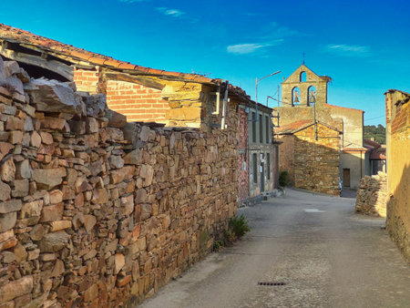 San Marin de Tabara village, Zamora, Spain, Europeの写真素材
