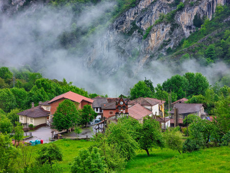 Viego village,Ponga municipality, Asturias, Spain. Ponga Natural Park, Europeの写真素材