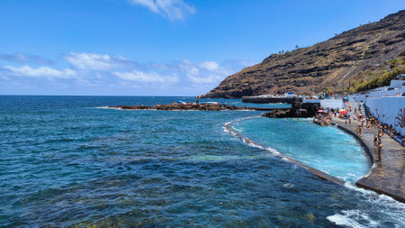 Natural seewater pool, El Pris village, Tenerife, Canary Islands, Spainの写真素材