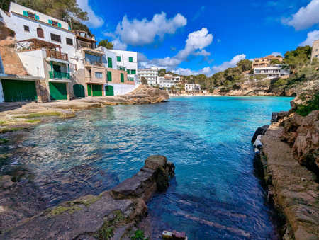 Cala Santany, Santanyi, Majorca (Mallorca), Balearic Islands, Spainの写真素材