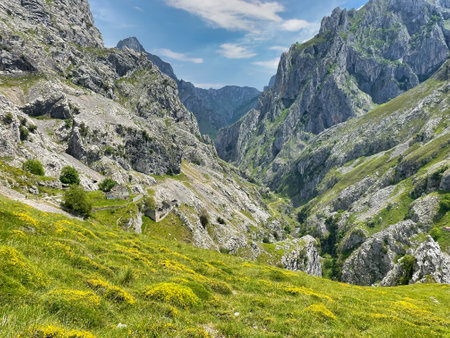Ruta del Cares Canyon, in the Picos de Europa National Park, between Asturias and Leon provinces, Spainの写真素材