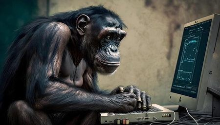 Bonobo using AI technology. Generative AI.の素材