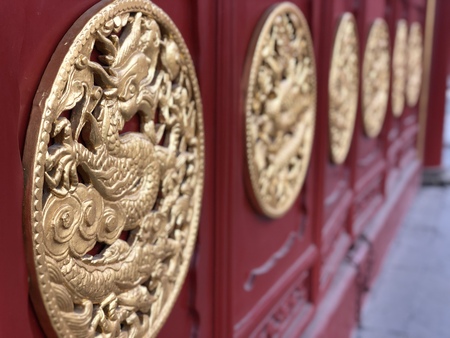 dragon sculpture on ancient door