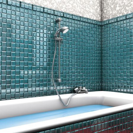 3D ilustration, bathroom green showerの写真素材