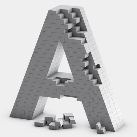 3D rendering of brick A letterの写真素材