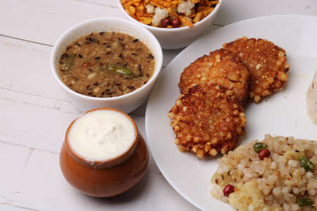 Navratri Upwas Thali / Fasting food platter.の写真素材