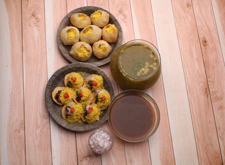 Bombay chat food golgappa/panipuri and sev-poori