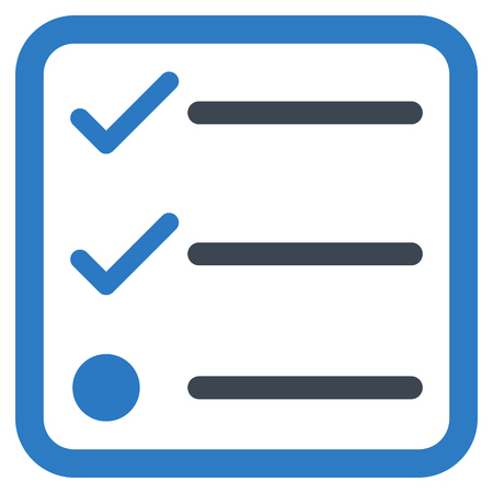 Checklist vector icon. Style is bicolor flat symbol in a rounded square frame, smooth blue colors, white background.のイラスト素材