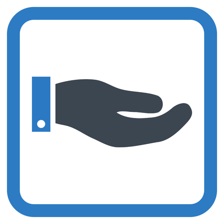 Hand vector icon. Style is bicolor flat symbol in a rounded square frame, smooth blue colors, white background.のイラスト素材