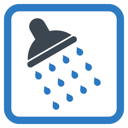 Shower vector icon. Style is bicolor flat symbol in a rounded square frame, smooth blue colors, white background.のイラスト素材