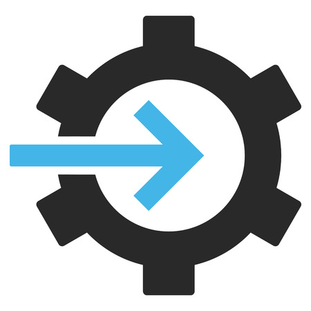 Cog Integration vector icon. Picture style is bicolor flat cog integration icon drawn with blue and gray colors on a white background.のイラスト素材