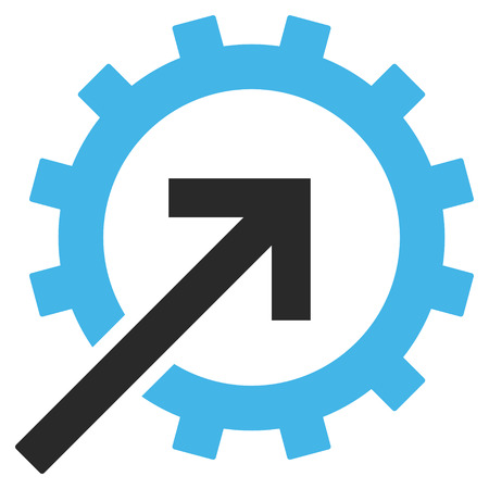 Cog Integration vector icon. Picture style is bicolor flat cog integration icon drawn with blue and gray colors on a white background.のイラスト素材