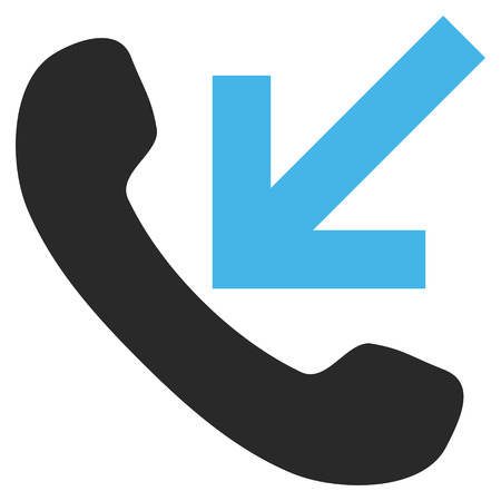 Incoming Call vector icon. Picture style is bicolor flat incoming call icon drawn with blue and gray colors on a white background.のイラスト素材