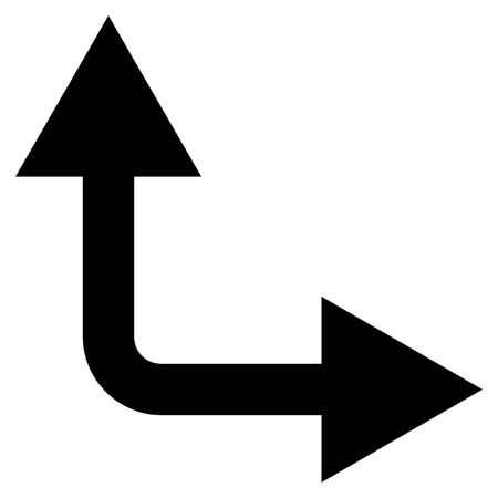 Bifurcation Arrow Right Up vector icon. Style is flat icon symbol, black color, white background.のイラスト素材