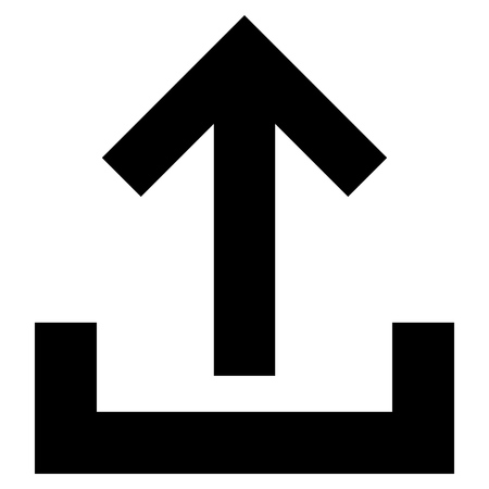Upload vector icon. Style is flat icon symbol, black color, white background.のイラスト素材