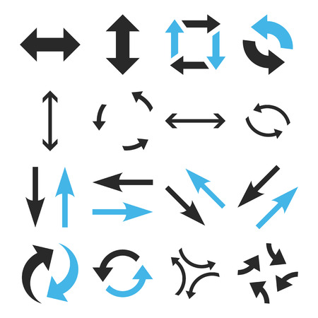 Exchange Arrows vector icon set. Collection style is bicolor blue and gray flat symbols on a white background.のイラスト素材