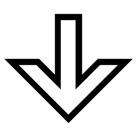 Arrow Down vector icon. Style is contour icon symbol, intensive red and black color, white background.のイラスト素材