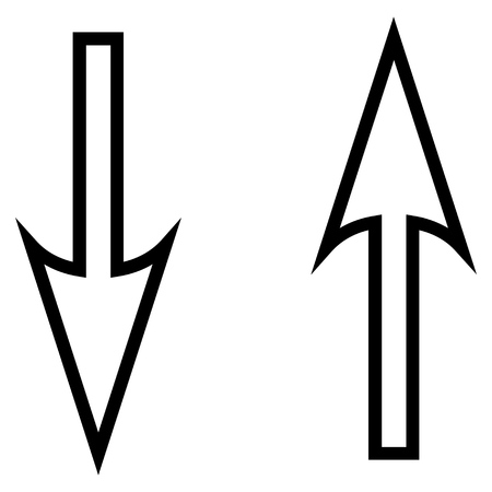 Exchange Arrows Vertical vector icon. Style is outline icon symbol, intensive red and black color, white background.のイラスト素材
