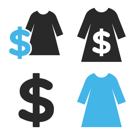 Dress Shopping vector icons. Style is bicolor blue and gray flat symbols on a white background.のイラスト素材