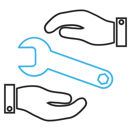 Service vector icon. Style is stroke bicolor flat icon symbol, blue and gray colors, white background.のイラスト素材