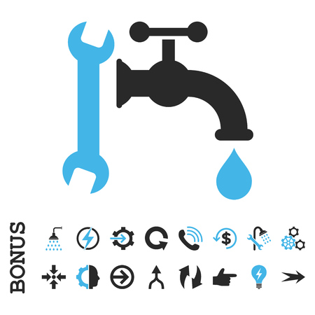 Plumbing vector bicolor icon. Image style is a flat pictogram symbol, blue and gray colors, white background.のイラスト素材
