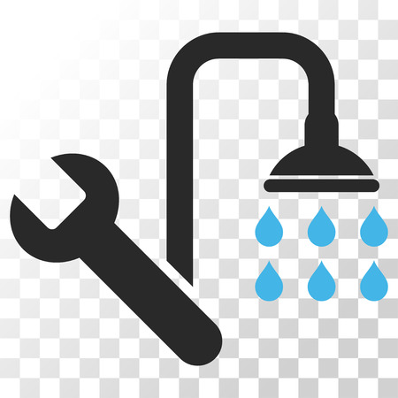 Plumbing vector icon. Image style is a flat blue and gray colors iconic symbol.のイラスト素材