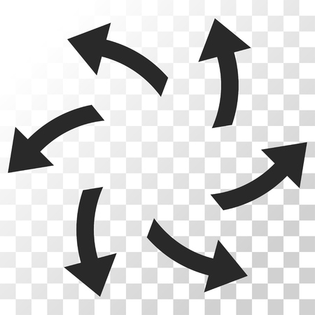 Centrifugal Arrows vector icon. Image style is a flat gray color pictogram symbol.のイラスト素材