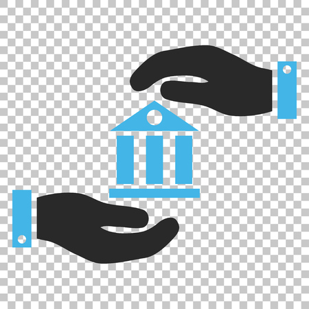Bank Service vector icon. Image style is a flat blue and gray pictogram symbol.のイラスト素材