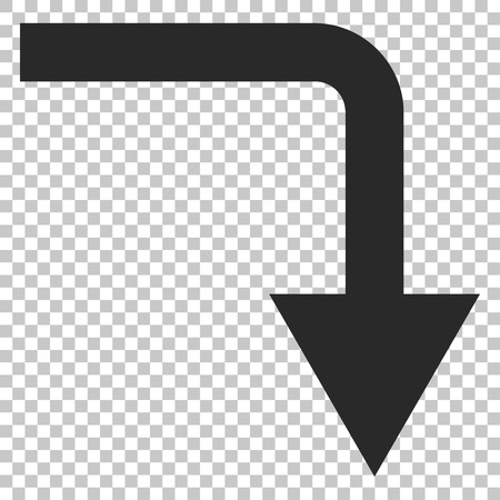 Turn Down vector icon. Image style is a flat gray pictograph symbol.の写真素材