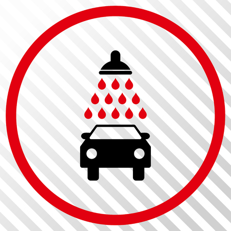 Car Shower vector icon. Image style is a flat intensive red and black pictogram symbol on a hatch diagonal transparent background.のイラスト素材