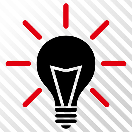 Electric Light vector icon. Image style is a flat intensive red and black icon symbol on a hatch diagonal transparent background.のイラスト素材