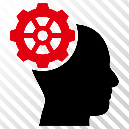 Head Gear vector icon. Image style is a flat intensive red and black pictogram symbol on a hatch diagonal transparent background.のイラスト素材